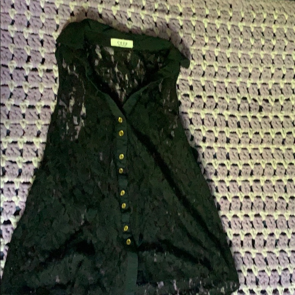 Black see through floral shirt